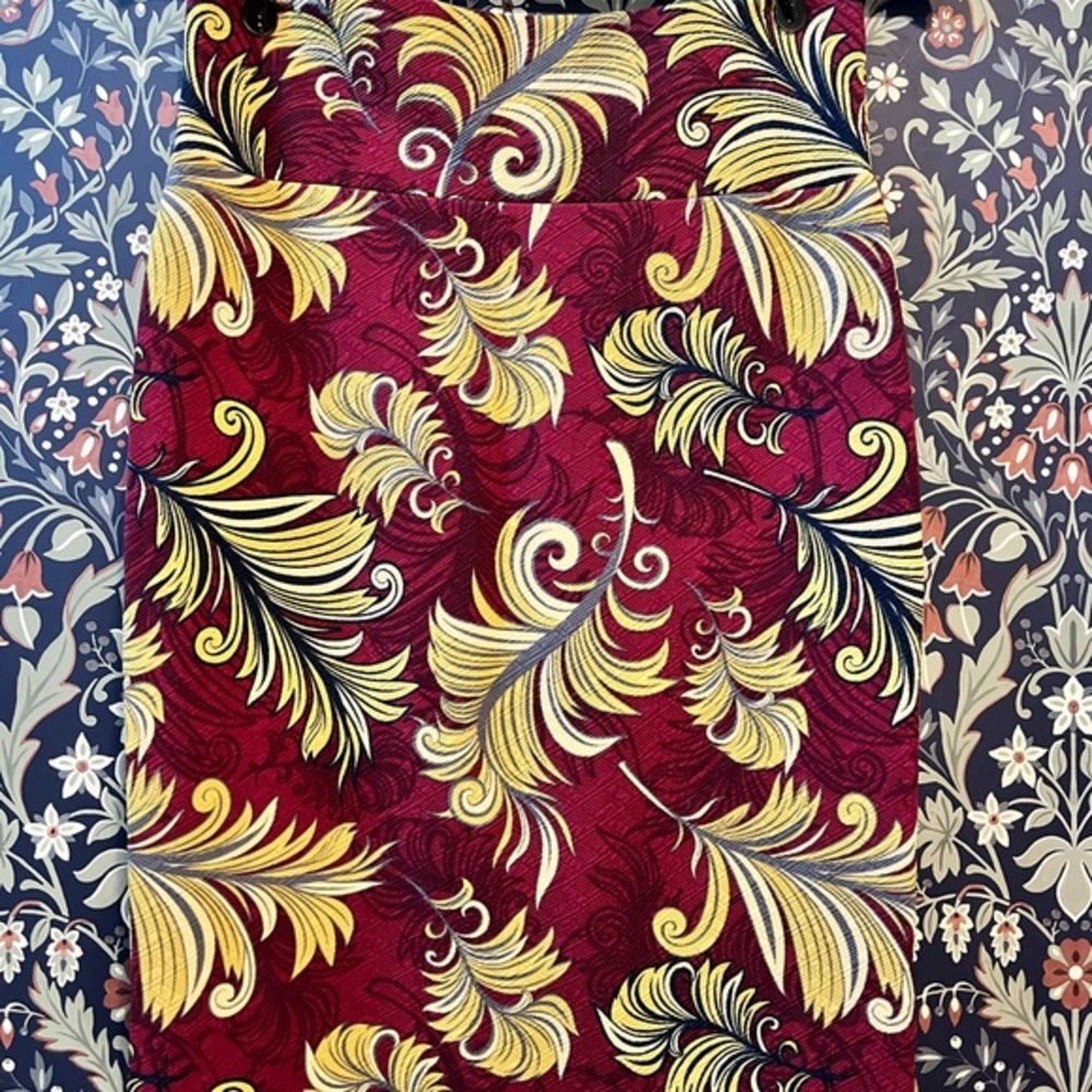 LuLaRoe Burgundy and Gold Feather Pencil Skirt